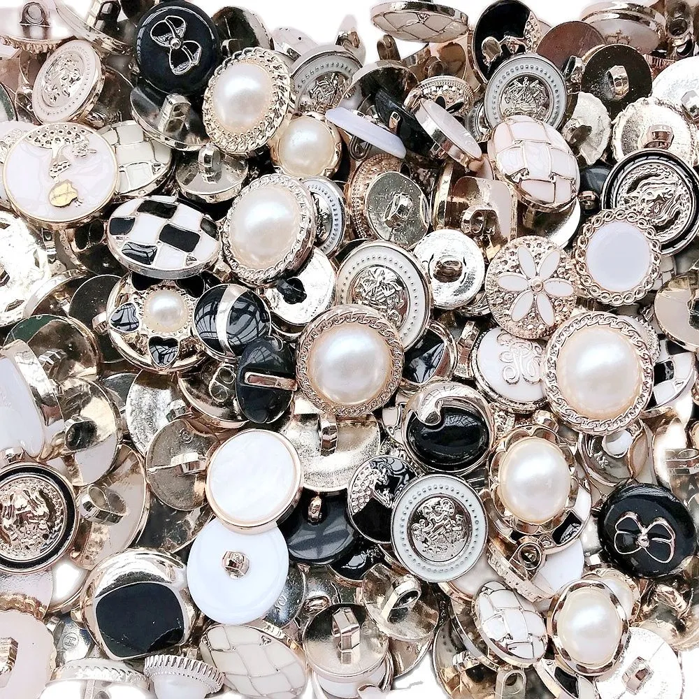 30PCS 18/21/25mm Mixed Styles Alloy Plating Shank Buttons Overcoat Sweater Buttons