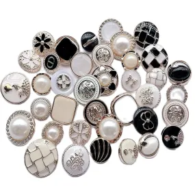 30PCS 18/21/25mm Mixed Styles Alloy Plating Shank Buttons Overcoat Sweater Buttons