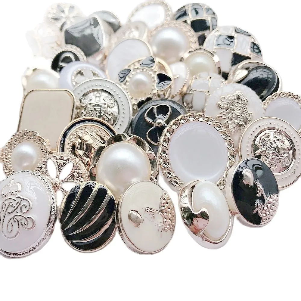30PCS 18/21/25mm Mixed Styles Alloy Plating Shank Buttons Overcoat Sweater Buttons