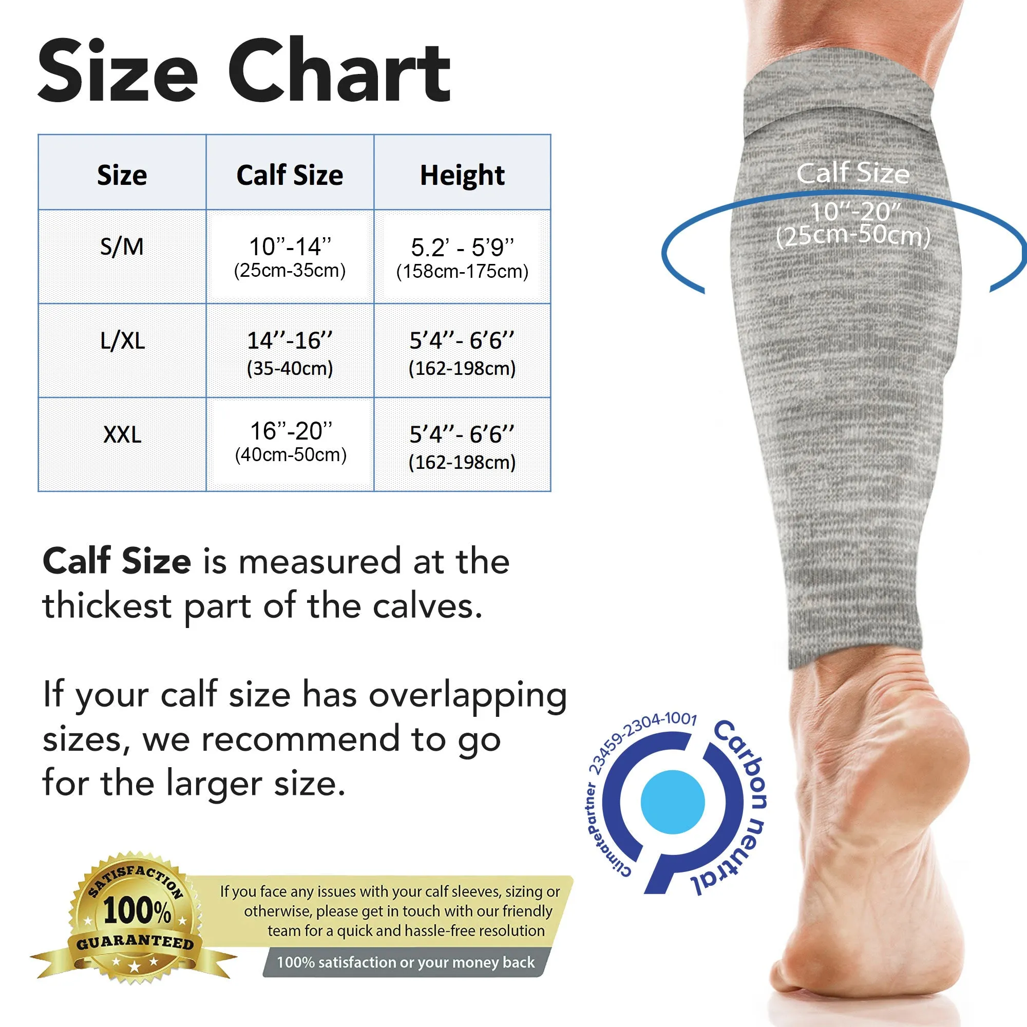 Calf Support Compression Sleeves for Shin Splints (20-30 mmHg / Class 2) (Pair)