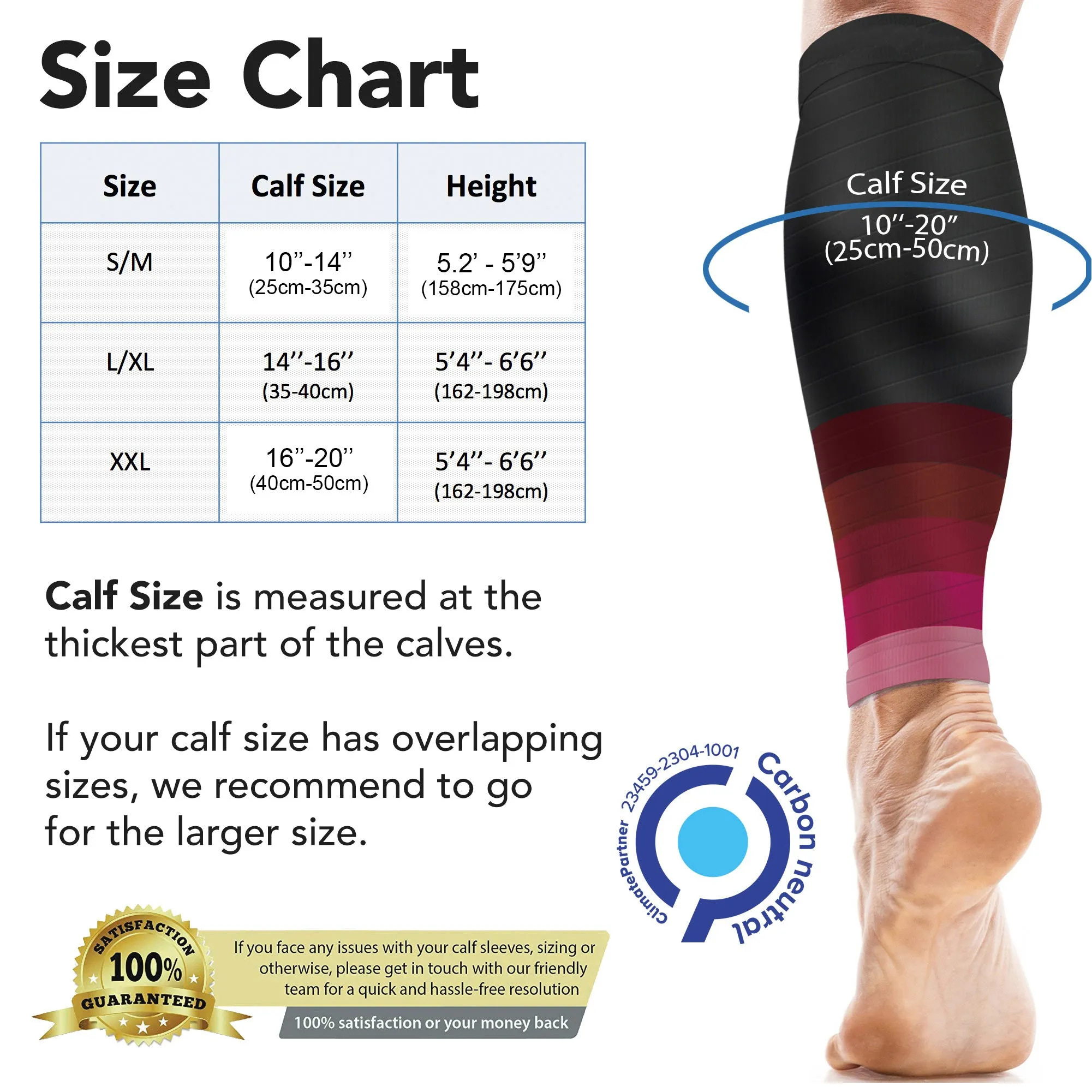 Calf Support Compression Sleeves for Shin Splints (20-30 mmHg / Class 2) (Pair)