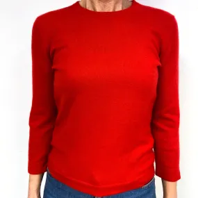 Vermillion Red Cashmere Crew Neck Jumper Medium
