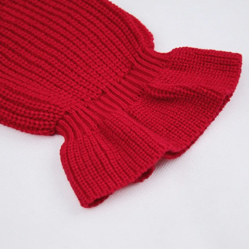 Women's Autumn/Winter Ruffled Turtleneck Knitted Crop Sweater